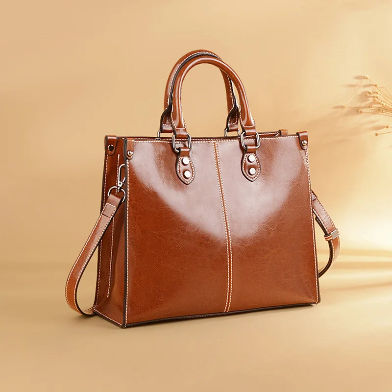 

Women Handbag Cross body Shoulder Tote Bag Genuine Leather Shopping Fashion Office Female Real Cowhide Messenger Top Handle Bags