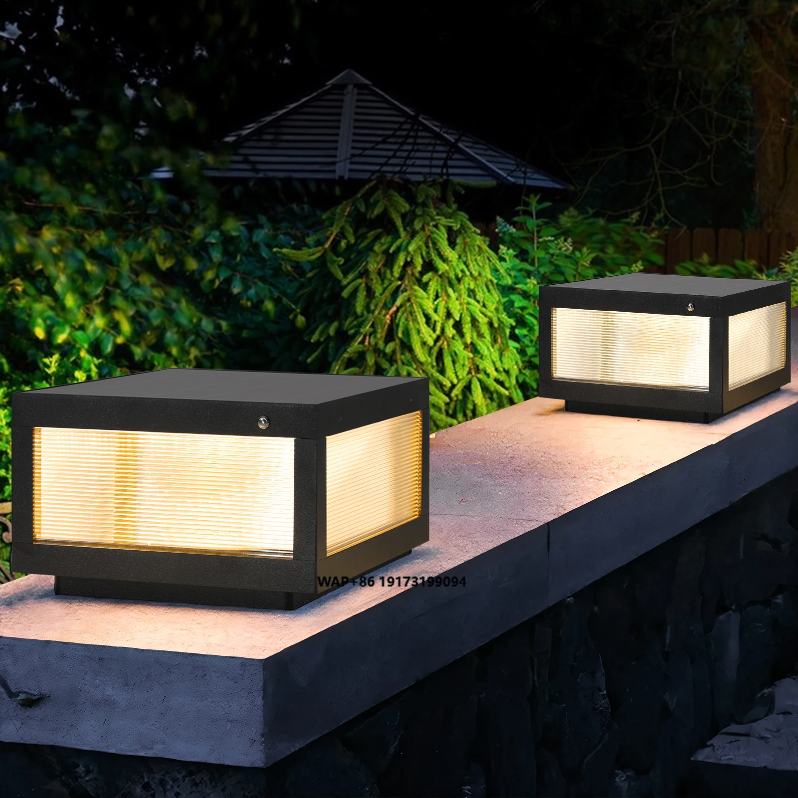 

Solar Post Light, 12" Outdoor Column Pillar Lamp Dusk to Dawn IP55 Waterproof 3000K/6000k White LED Landscape Lighting 2-pack