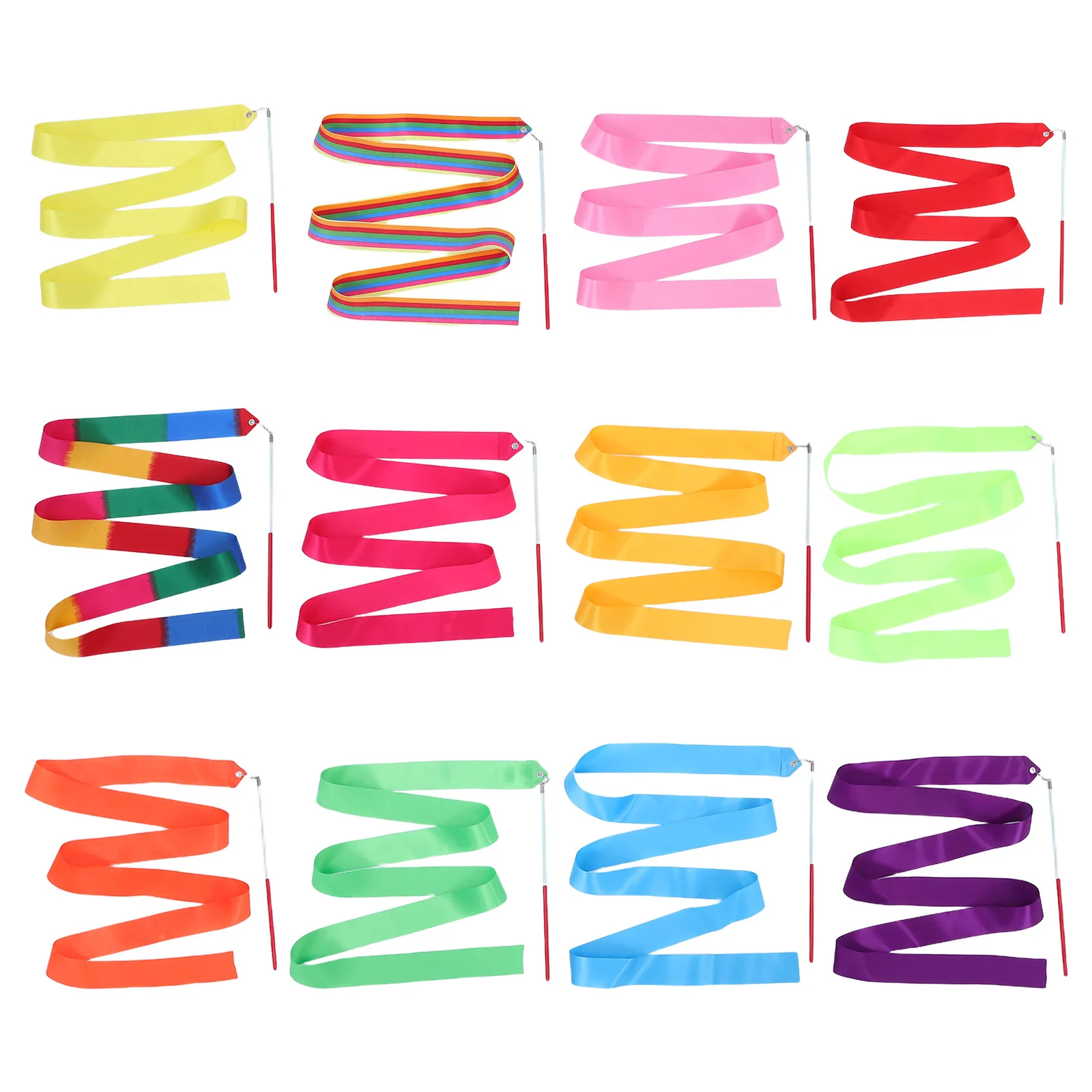 

12Pcs 2m Gymnastics Ribbons Art Streamers for Children Dancing Training Chinese Oriental Dance Circus Skill Exercise Color Guard