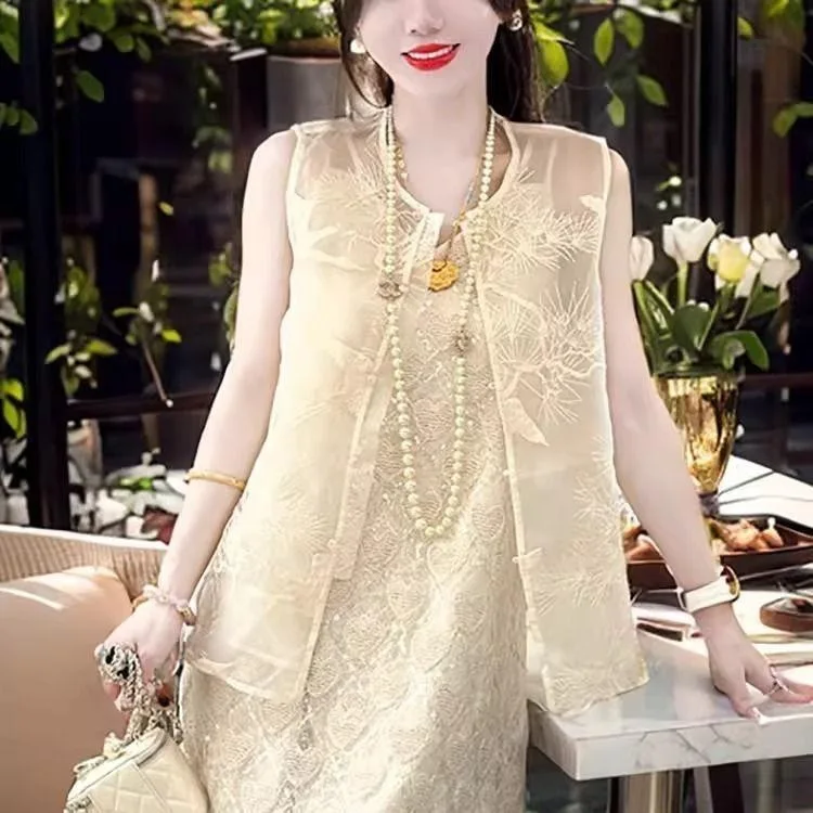 

Summer Me Vest Heavy Embroidery Lightweight New Chinese Sle Men's Jaet Breathable Stand Collar Hanging Ne Design