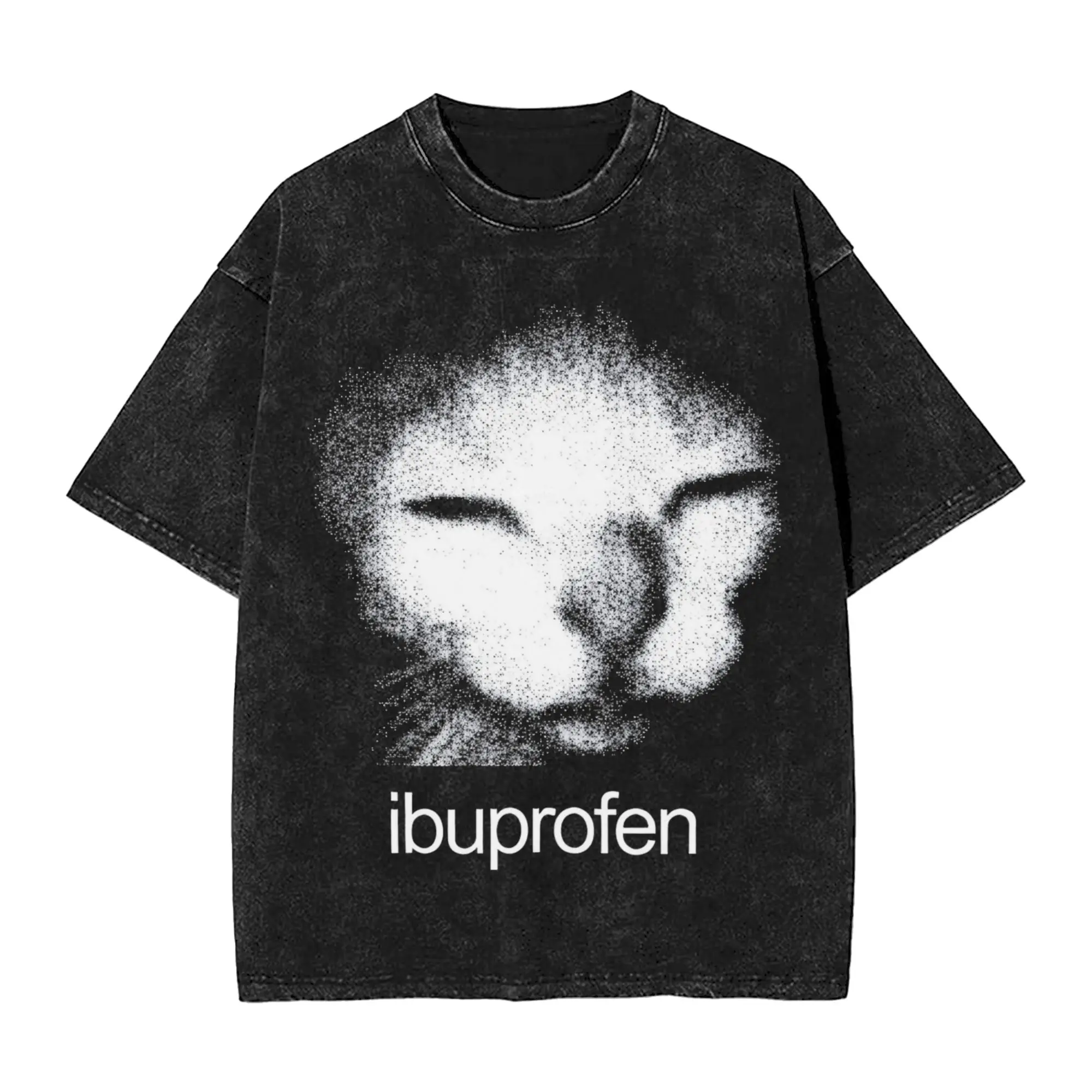 Washed T Shirts Cat Meme Ibuprofen Hip Hop Vintage T-Shirt High Street  Streetwear Cotton Printed Tops Tees for Men Women