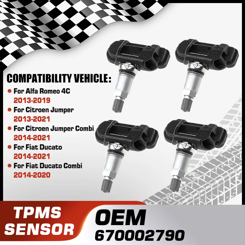

1/4PCS Car TPMS Tire Pressure Monitor Sensor For Alfa Romeo 4C Citroen Jumper Citroen Jumper Combi Fiat Ducato Fiat Ducato Combi
