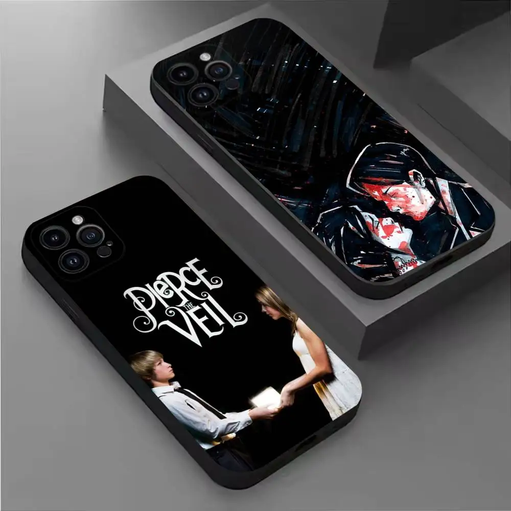 

P-Pierce The Veil Band Phone Case For iPhone 17,16,15,14,13,12,11 Plus,Pro Max,XS,X,XR,SE,Mini,8,7,Soft Silicone Black Cover
