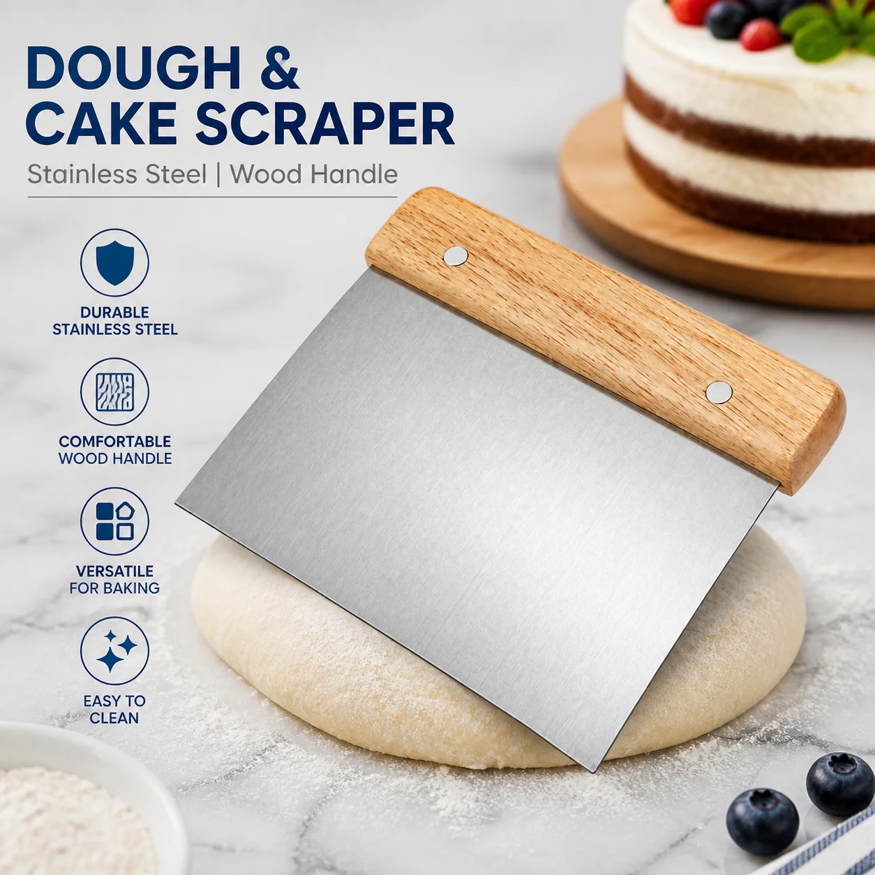 Bench Scraper Dough - Grattoir en acier inoxydable et grattoir