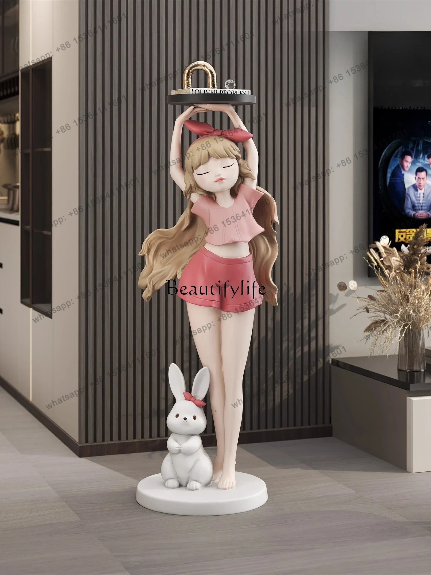 SSSLXCreative girl tray living room ornament large floor sofa TV cabinet soft decoration