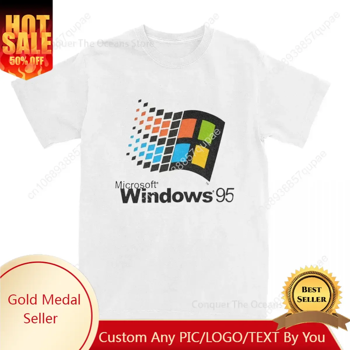 Windows 95 Graphic Men‘s T-Shirt  Women's Tee Windows XP Classic Computer System Print pattern  Tee Cotton Tees Funny Shirt