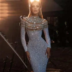 Robe de soirée européenne à col rond et paillettes, tenue de soirée élégante, Sexy, hanche, printemps, 2022