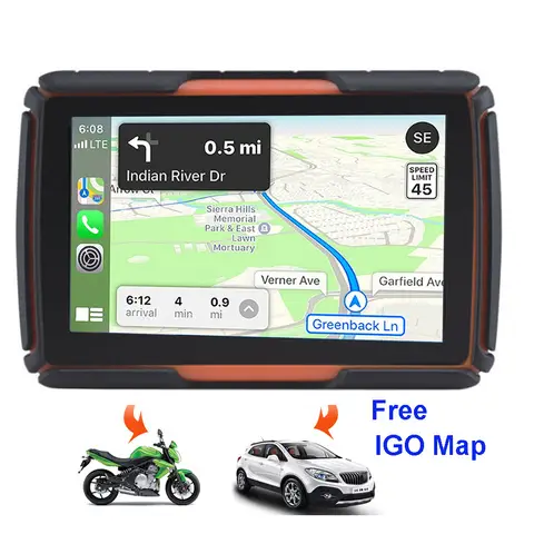 2025 Wasserdichter Motorrad-GPS-Navigator 4,3-Zoll-Touchscreen-Auto-GPS-Navigator FM Bluetooth AVIN Integrierte 8 GB für kostenlose iGo-Karte