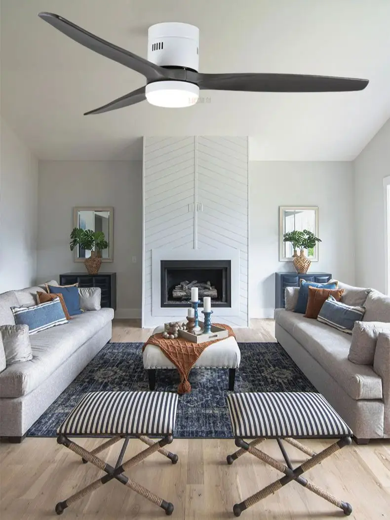 Wooden LED Ceiling Fan Strong Wind 42inch 60in Ceiling Fan Chrome Black White Wood Blade 110-240V Dining room Bedroom Living