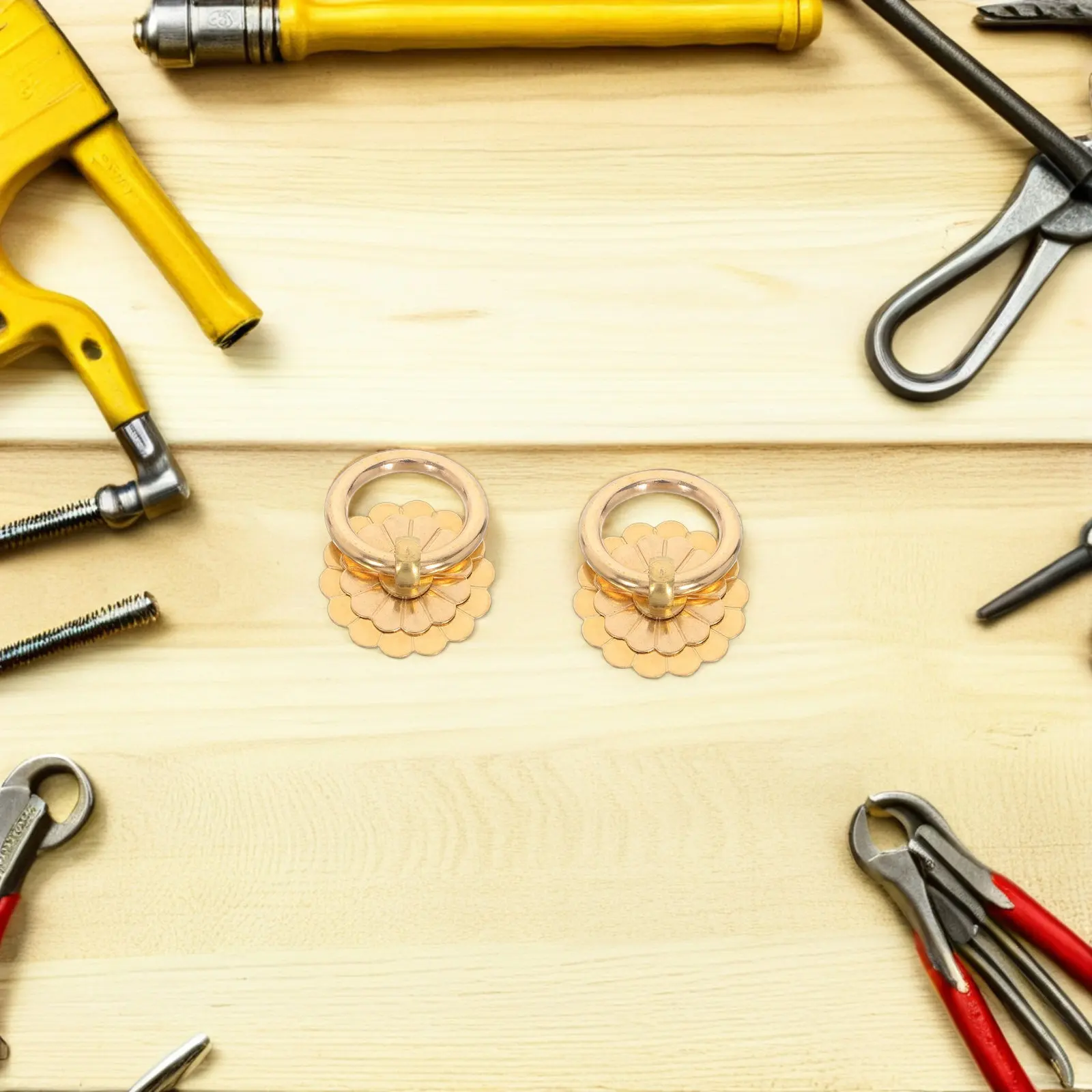 6Pcs Retro Vintage Brass Drawer Pulls Solid Round Cabinet Handles Decorative Knobs for Kitchen Wardrobe Dresser Furniture