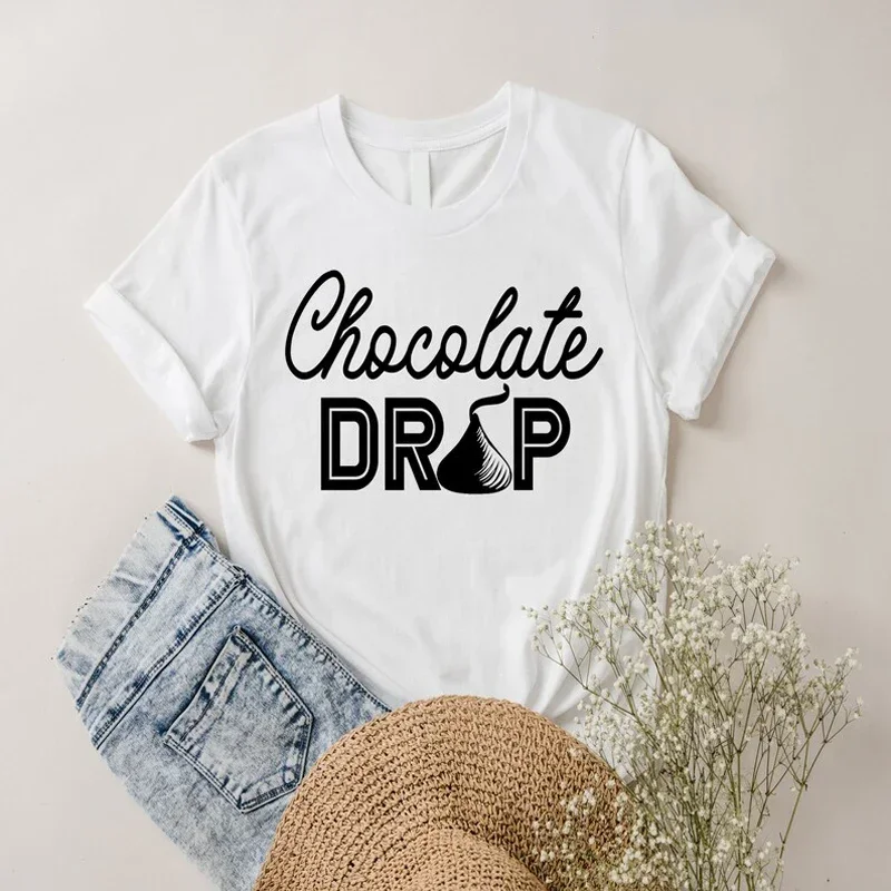 Chocolate Drap Melanin Slogan Tees Summer Casual Basic Style Women's T Shirt Custom Top