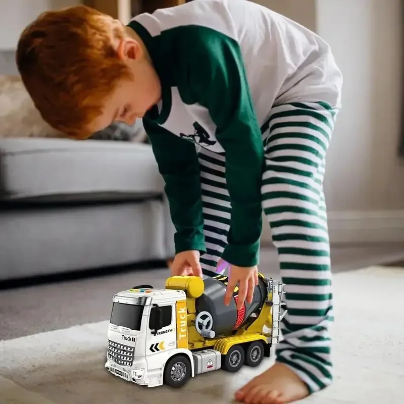 Simulation Engineering Truck Inertial Cement Mixing Discharge Acousto-optic Concrete Set Toy Car Toys for Kids 2 To 4 Years Old