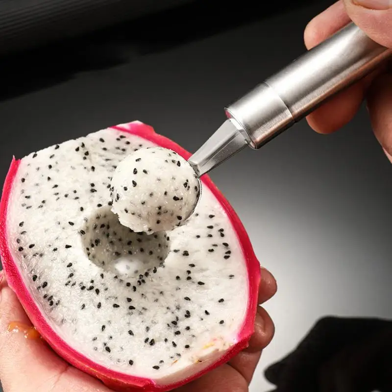 Household Watermellon Spoon Fruit Spoon Creative Stainless Steel Fruit Digging Ball Spoon Double Sided Fruit Baller Mellon Scoop