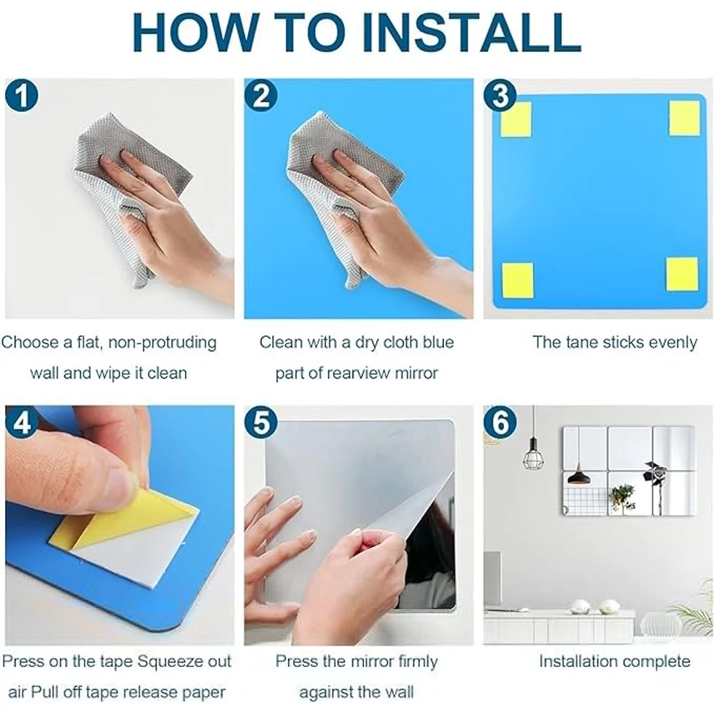 2/4 قطعة ثلاثية الأبعاد مرآة ملصقات جدار 2 مللي متر رشاقته مرنة DIY بها بنفسك الاكريليك ملصقات للمرايا مع لاصق غرفة المعيشة ديكور المنزل الحمام