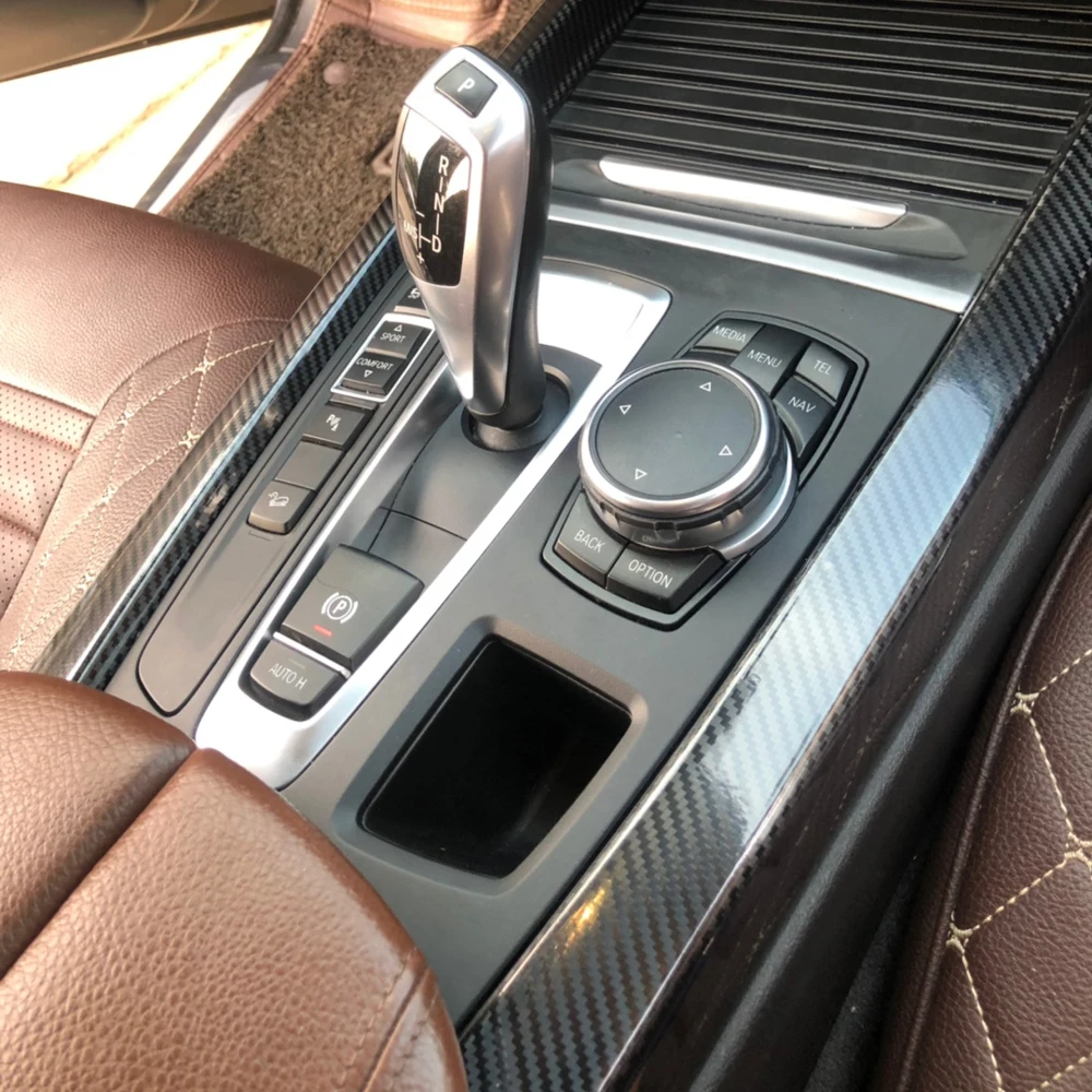 Carbon Fiber For Bmw X5 F15 2014-2018 Film Interior Stickers Center Console Gear Dashboard  Door Handle Lift Panel