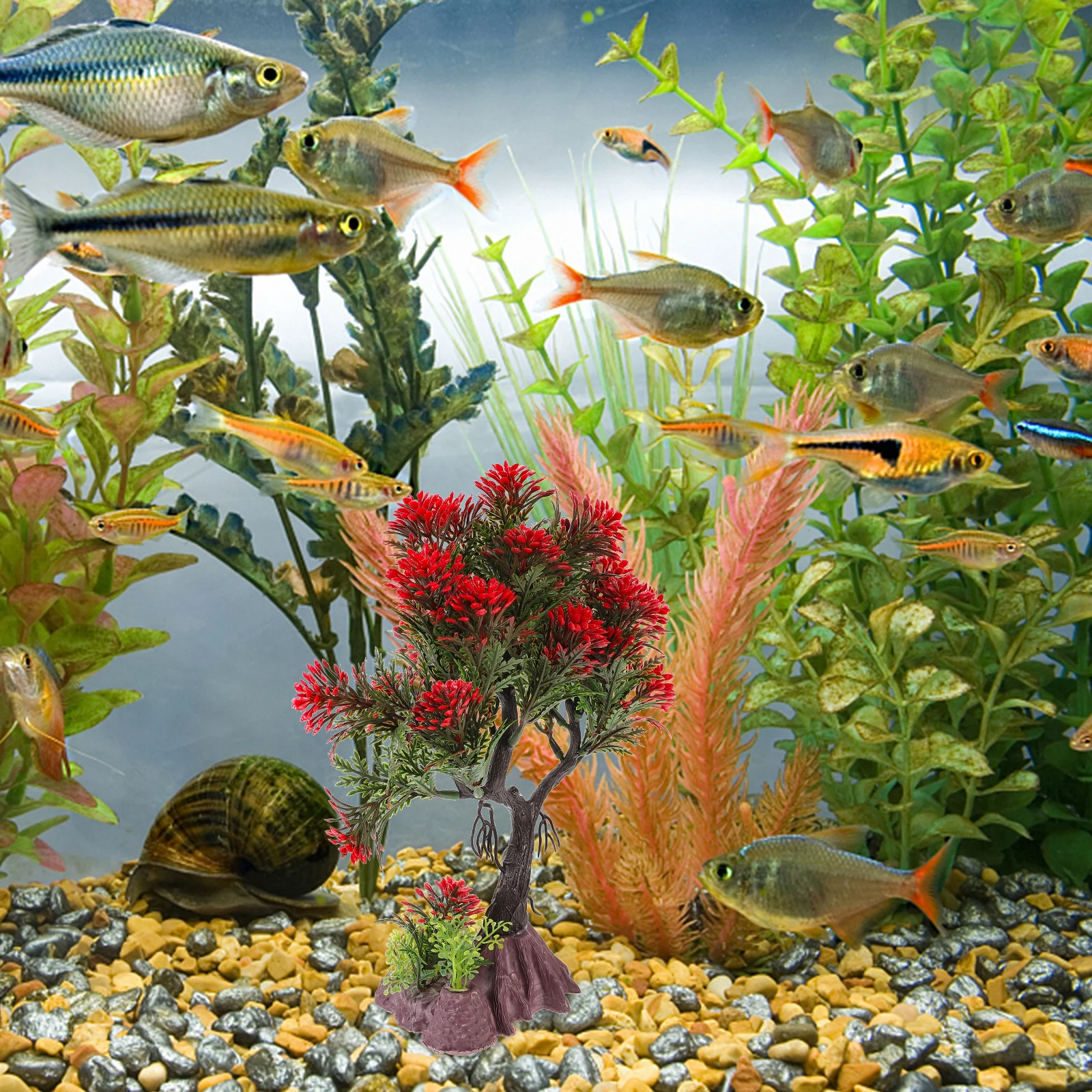 

Fish Tank Decoration Fake Plastic Plants Aquarium Accessories Artificial Tree Ornament Small Large Aquarium Decorations For