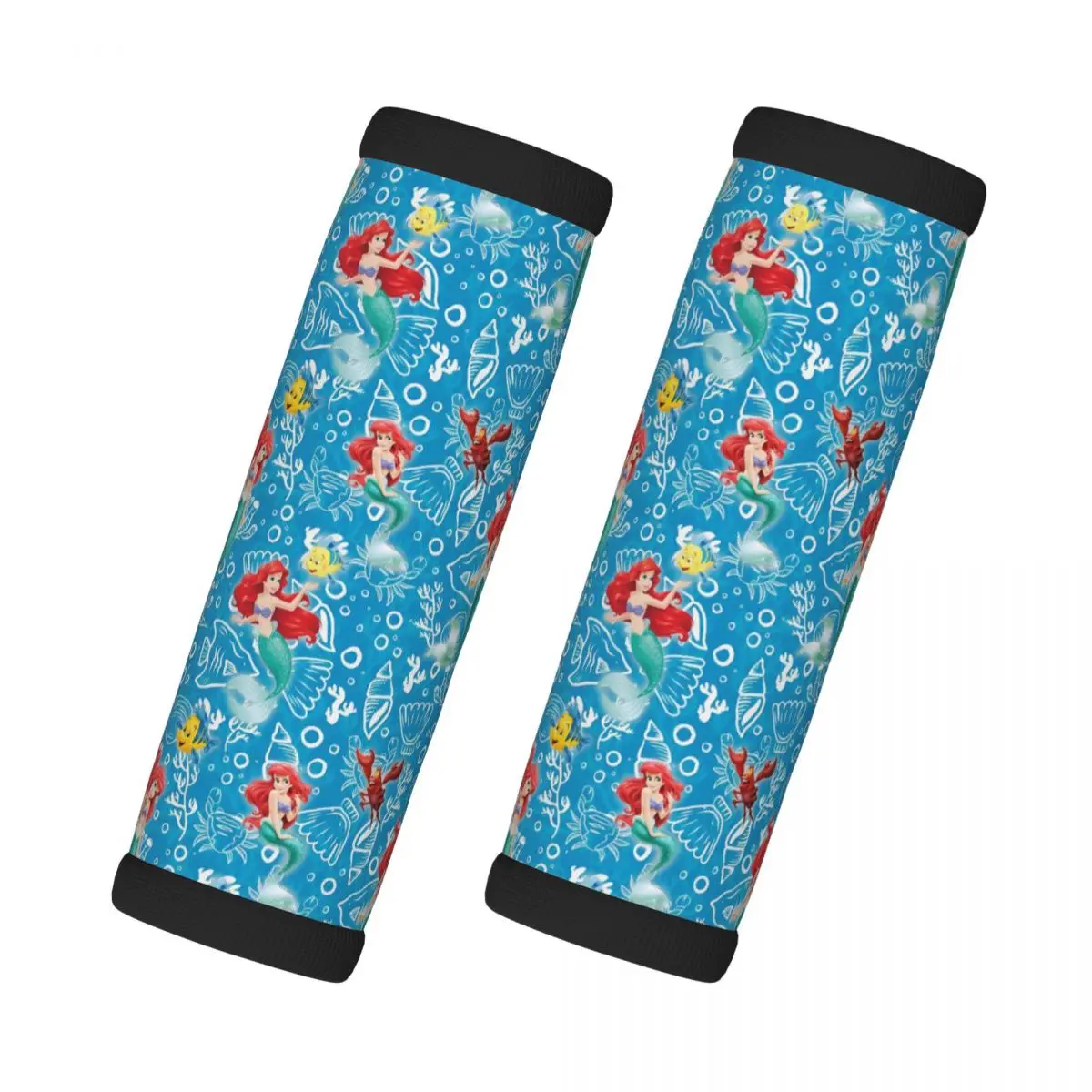

Custom The Little Mermaid 2 Pcs Luggage Handle Wrap Soft Grip Handle Cover Cartoon Neoprene Suitcase Identifier Travel