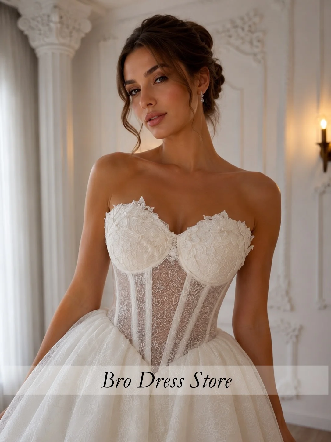 Customized Romantic Lace Ball Gown Wedding Dress Detachable Cathedral Train Sweetheart Corset Bridal Dress Vestido De Noiva