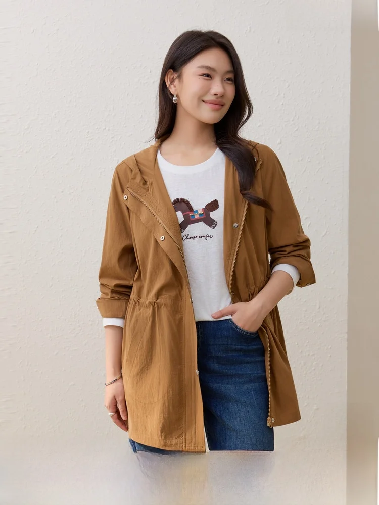 

Sli Long Coat with Dstring for plus Size Women Spring Faionable Outerwear Korean Sle Slim Fit Coat with kets
