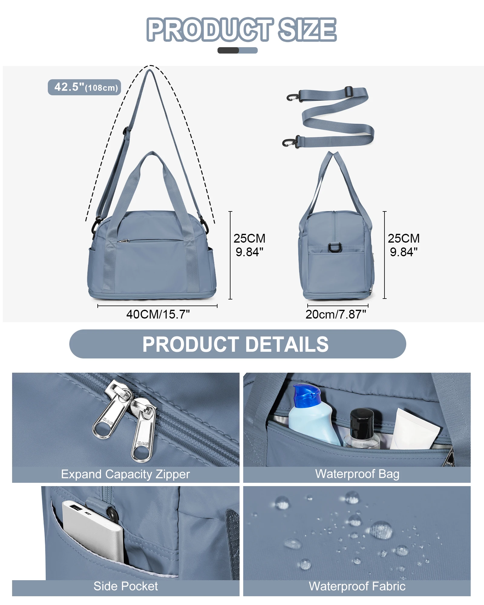 Sloping or portable fitness bag female dry-wet separation swimming bag sports training backpack short-distance travel bag duffel