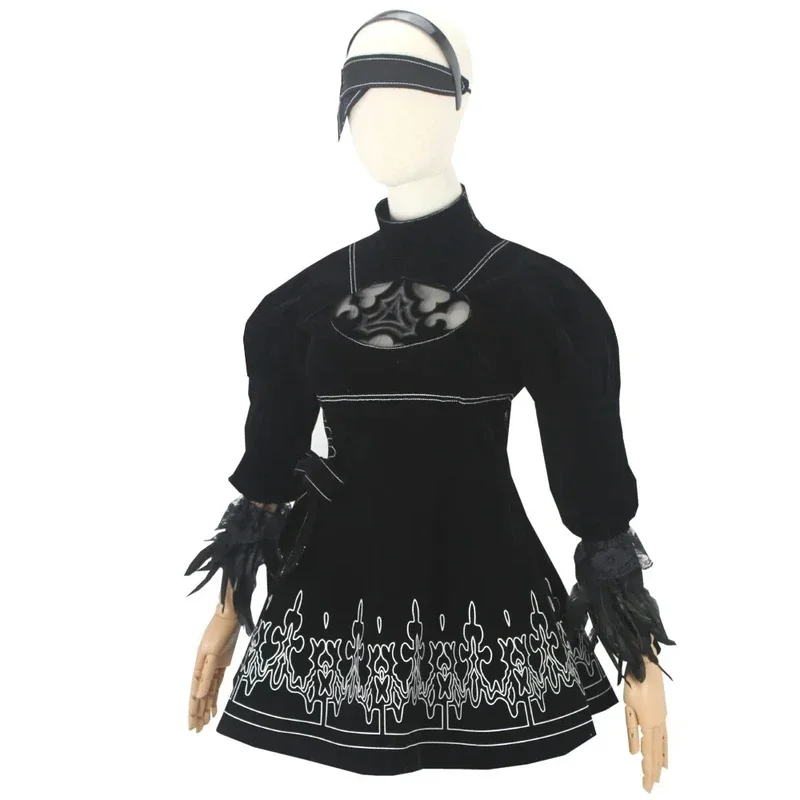 ZA01 Anime YoRHa No. 2 tipo B juego de disfraz de Cosplay NieR Automata 2B vestido NieR uniforme máscara para ojos guantes existencias Halloween PartyZa0 @