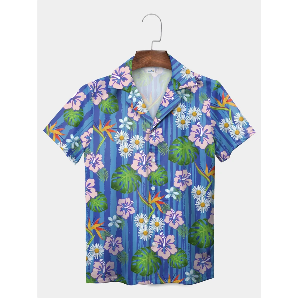 Hawaiian Shirt Tropical Plant Leaves Palm Tree Leaves Casual Shirt Summer Vacation Men's Shirt Men's Shirts Men's Short Sleeve