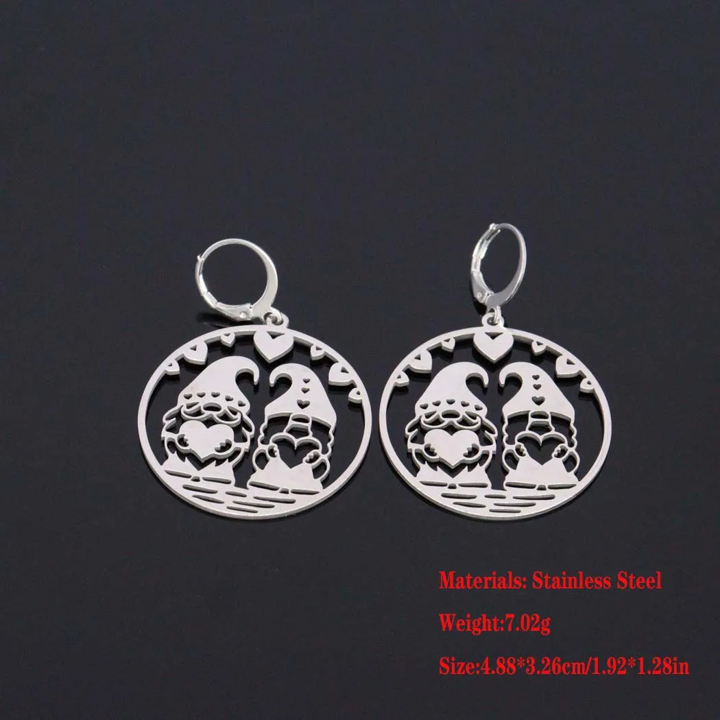 2024 new fashion stainless steel Christmas love elderly pendant earrings personality all matching earrings female birthday anniv