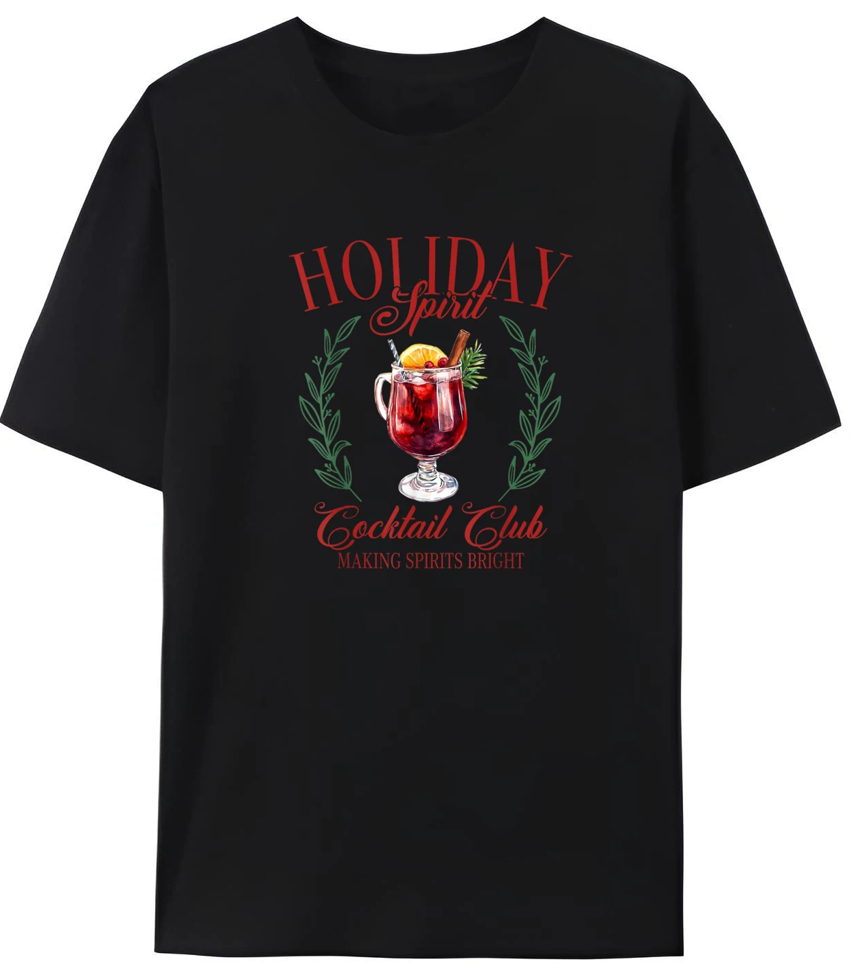 

Loose Mens Tops Spirit Cocktail Club Christmas Men's Graphic Cotton T-Shirt Breathable Casual Soft Printed Clothes