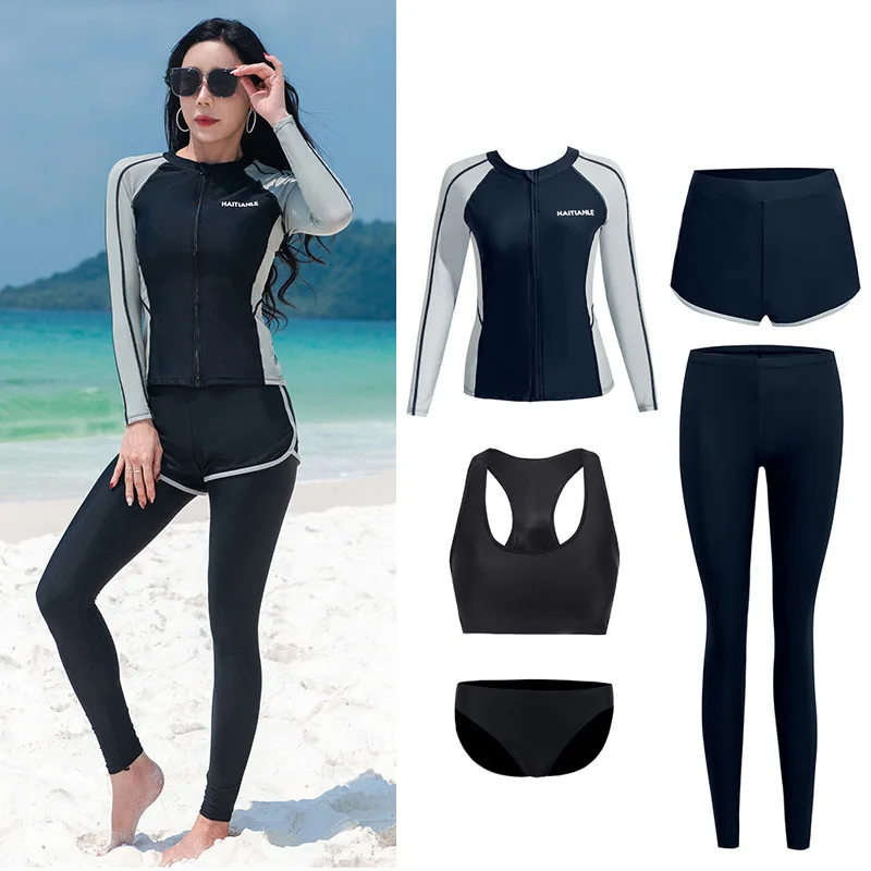 

Women Rash Guard- Full Body UV Protection for Diving Snorkeling Surfing Spearfishing 5pcs/set Exercise Athletic Outfits Clothes