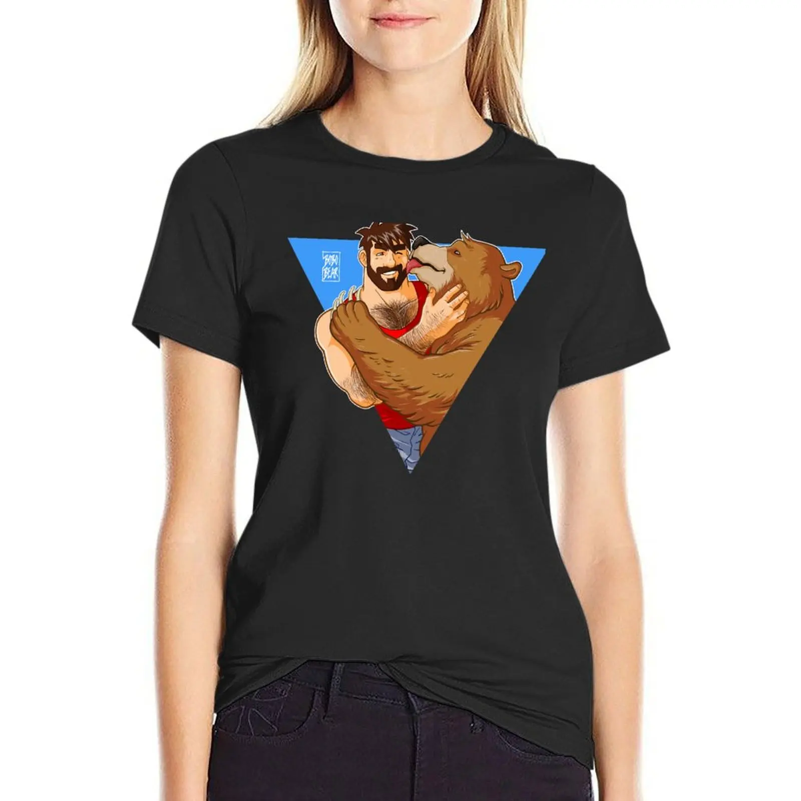 BEAR KISS - TRIANGLE T-Shirt cute tops aesthetic clothes tops Women