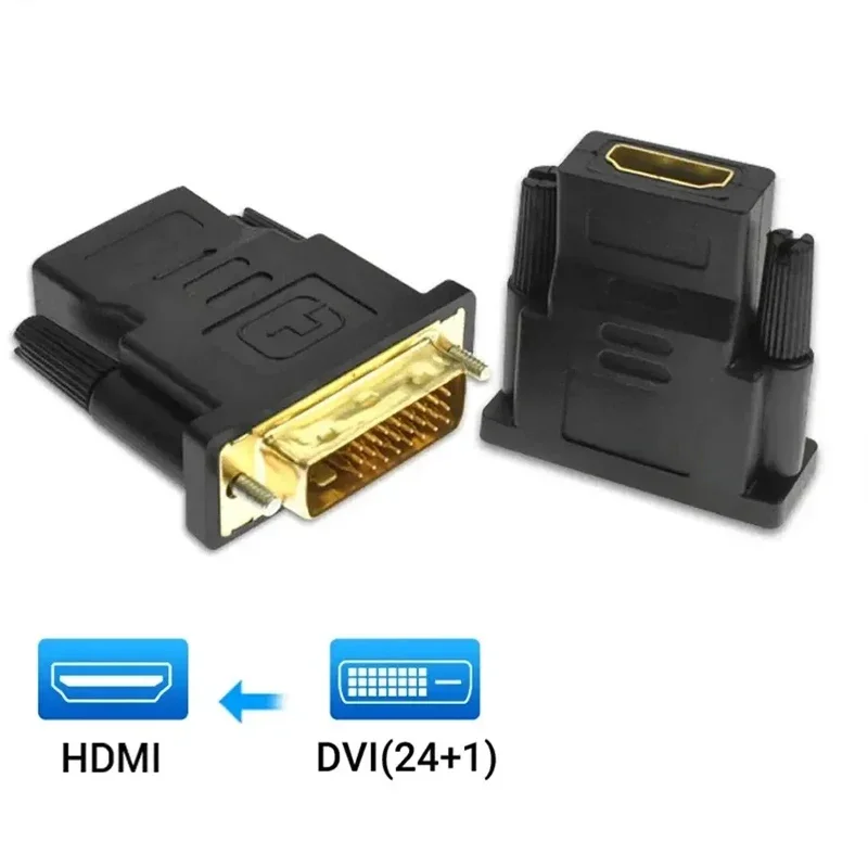 DVI to HDMI Adapter DVI 24+1 to HDMI-Compatible Plated Plug DVI Male to HDMI-compatible Video Converter for PC HDTV Projector