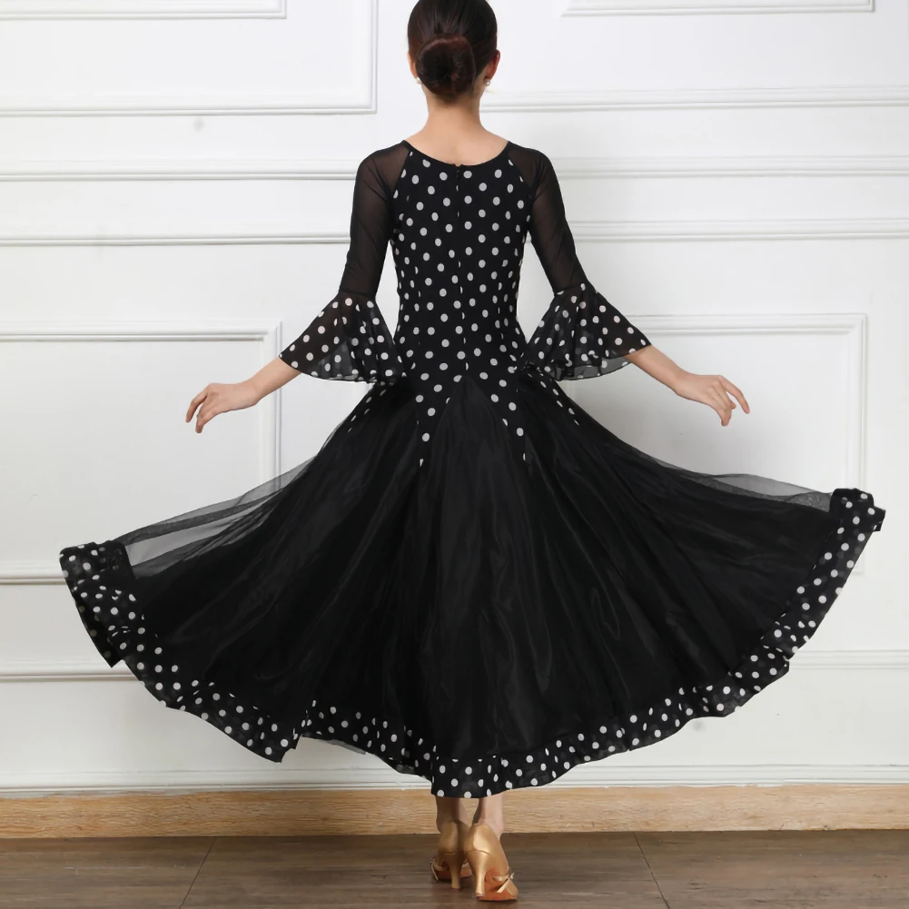 Abito da sala per banchetti da donna Sala da ballo Nuovo stile Performance Valzer Abito da pratica di danza standard nazionale Dot Diamond