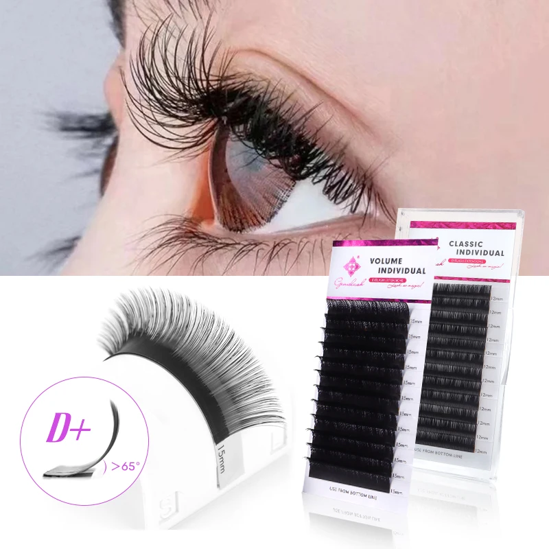 Genielash All Size Mink Eyelashes 8-15mm Mix Individual Eyelashes 12rows Russian Volume Eyelashes Extension