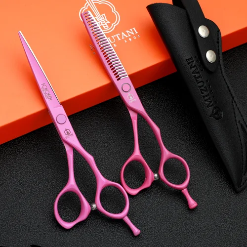 Imagen 2 del producto Tijeras rosas nuevas, hechas a mano en Japón, tijeras para el cabello de 5,5/6,0 pulgadas, material VG10, tijeras profesionales para el cabello, herramienta de peluquería