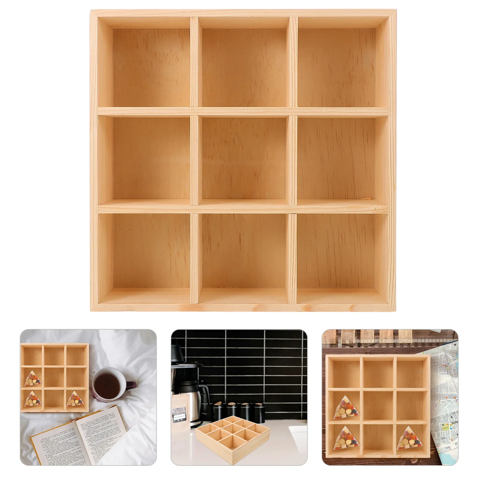 Handcrafted Wooden Tea Box Organizer for Tea Bags Sugar Packets Condiment Packets Small Craft Supplies Lightweight Portable