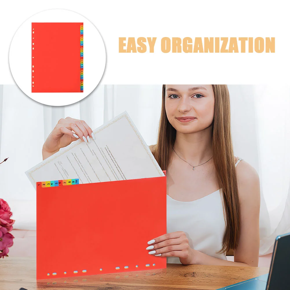 2 Sets File Separator Folder Dividers Alphabet Binder Tabs for Binders Index Tabbed Number with Plastic Labels