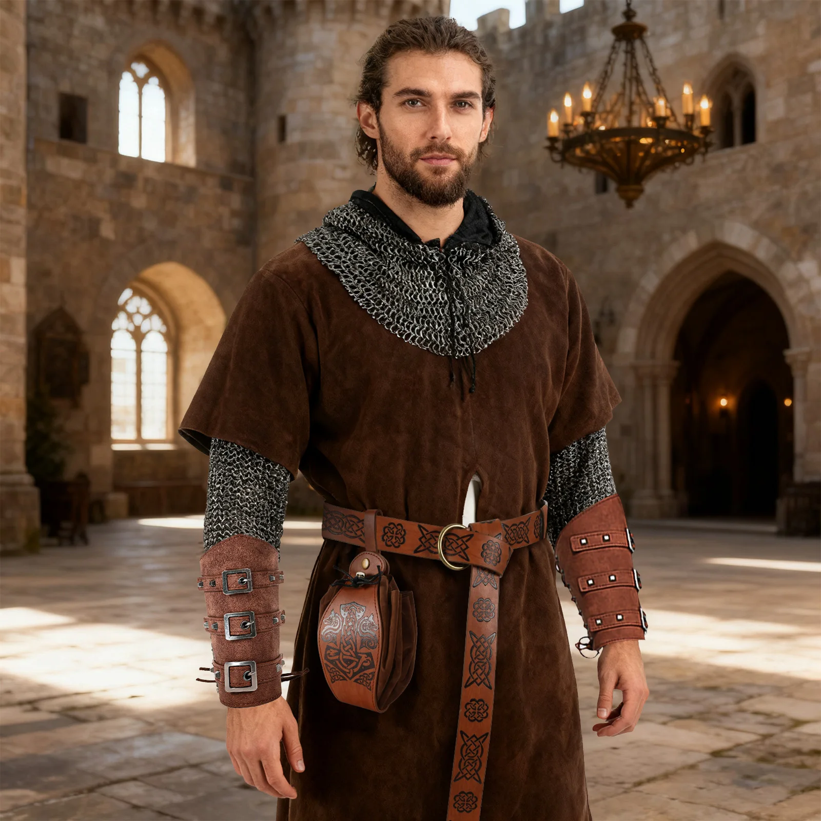 Średniowieczna Renesansowa Skórzana Torba na Ramię Pas Halloween Cosplay Rekwizyty Pas Skórzana Torba na Ramię Akcesorium dla Dorosłych