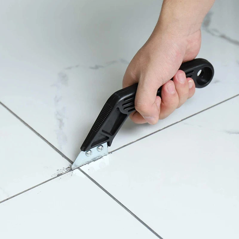 Black Beveled Handle Scraper Combination Replacement Blade Gap Grout Remover Tool Kit Wall Floor Tiles Joint Cleaner Tool