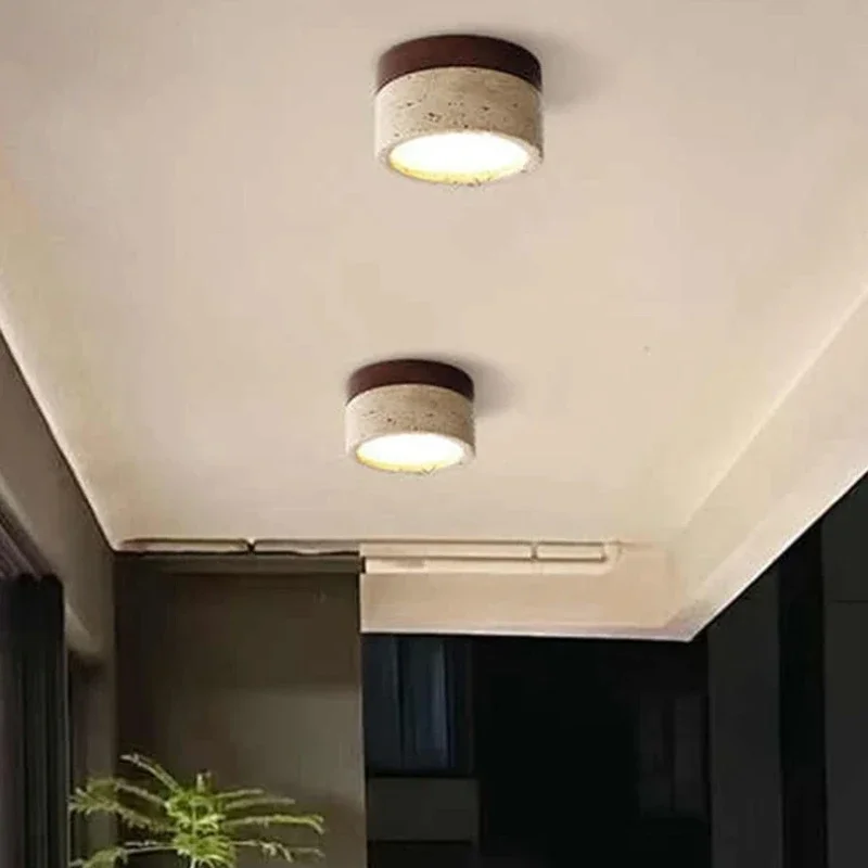 Stone LED Ceiling Light Japanese Wabi Sabi Cream Wind Style Living Room Restaurant Corridor Bedroom Room Decoration Downlights