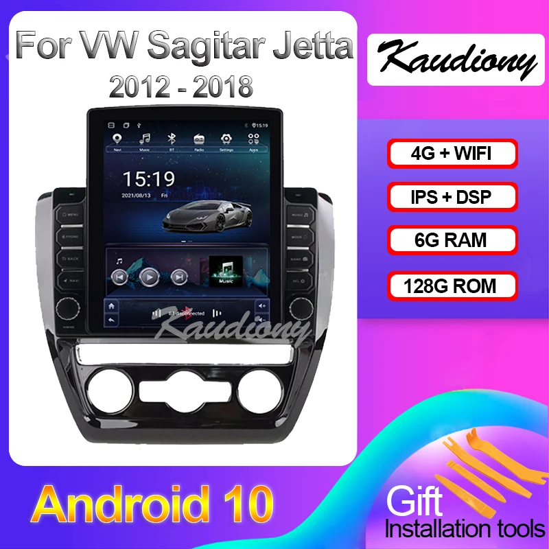 Kaudiony Tesla Style Android 10.0 For VW Volkswagen Sagitar Jetta Bora Auto Radio GPS Navigation Car DVD Player 4G DSP 2011-2018