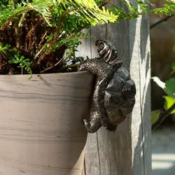 Rustic Resin Turtle Planter Pendant, Garden Statue, Outdoor Bonsai Flower Pot Decor, Creative Turtle Sculpture For Garden