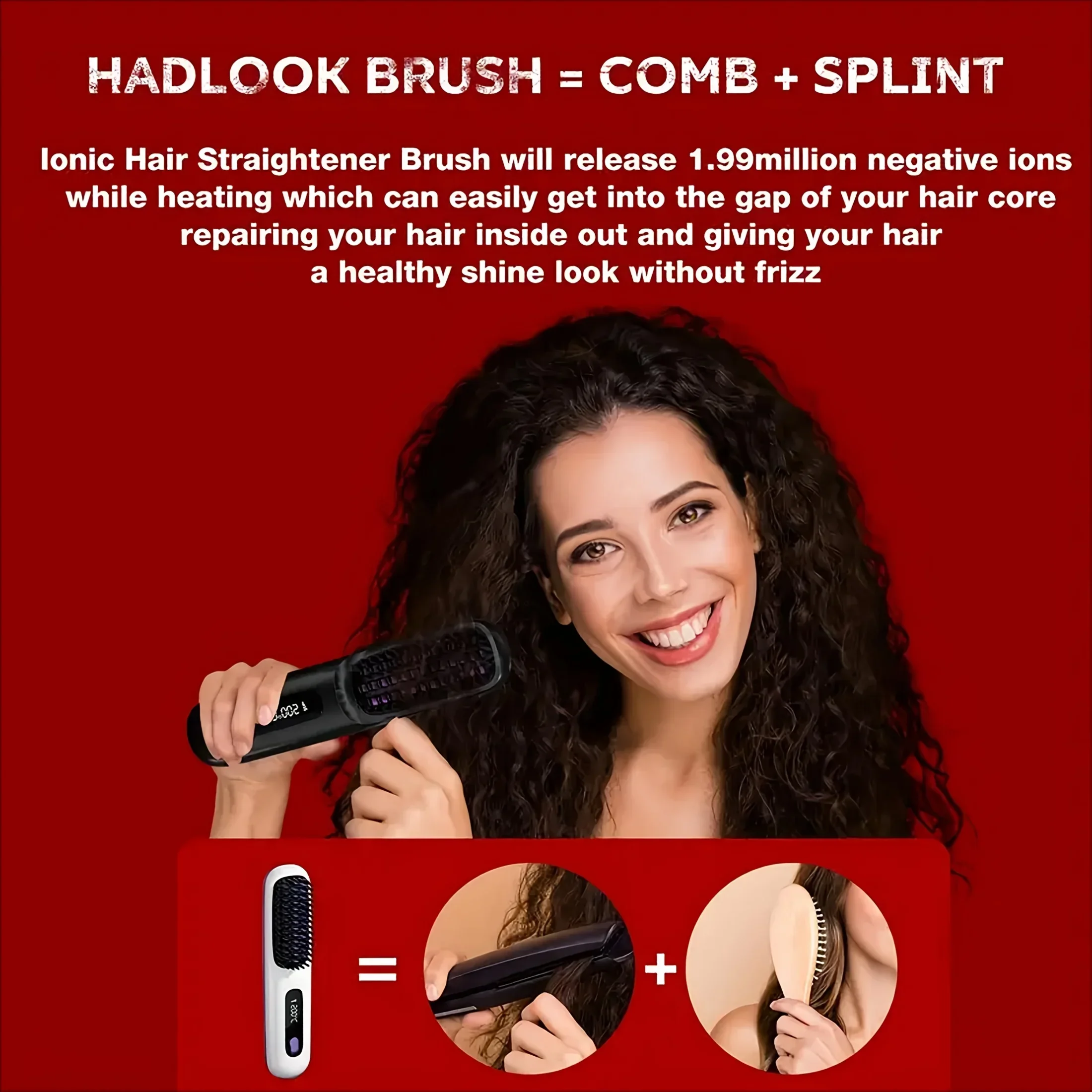 

Ceramic Straightening Comb, Unisex Adult, USBRechargeable Hair Straightener Brush, with 2Color Options, for All Hair Types