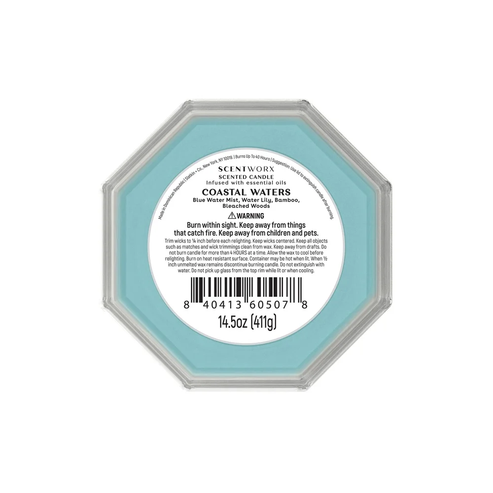 شمعة معطرة للمياه الساحلية 14.5 أونصة من مزيج البارافين شمع 3 حاوية فتيل شمعة تدوم طويلاً 40 ساعة وقت حرق للاسترخاء في المنزل