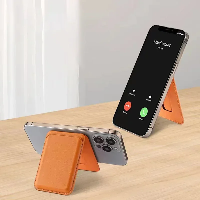 أضعاف المحفظة المغناطيسية حامل ل Magsafe حامل بطاقة جلدية آيفون 16 15 14 13 12 برو ماكس البنك بطاقة الهوية غطاء حقيبة الملحقات