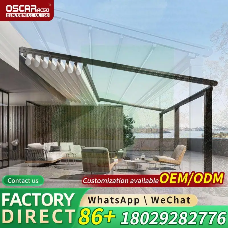 

Retractable Full Cassette Rainproof Patio Awning for Residential and Commercial Use Aluminum Alloy Outdoor Sunshade Retractable