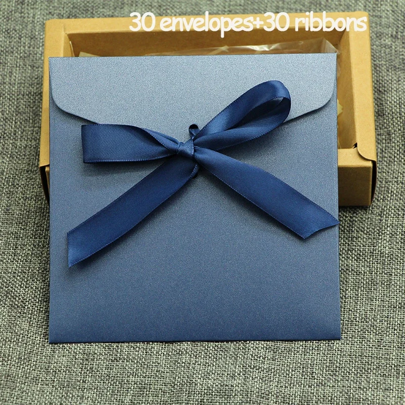 30pcs/lot Ribbon Envelope High-grade Pearl Paper Postcards 15x15cm Envelopes for Wedding Invitations Stationery Gift Packaging