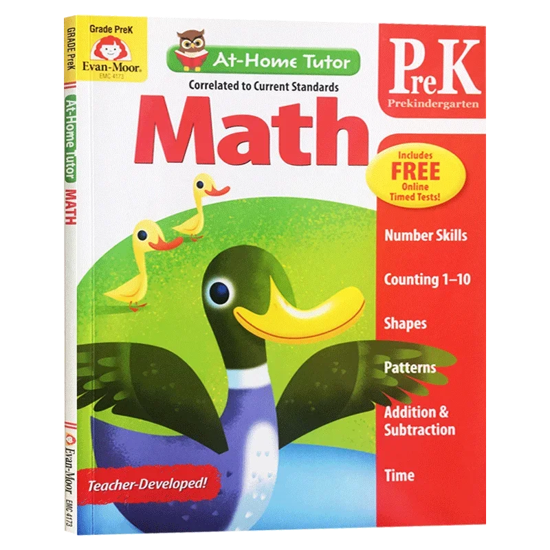 Evan-Moor At Home Tutor Math, Grade Prek Workbook,aged 3 4 5 6, English book 9781613689790
