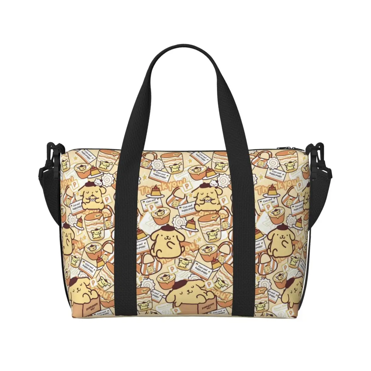 

Пляжная большая сумка с помпонами на заказ для женщин и собак, аниме, пляжные дорожные сумки с большим отделением для спортзала