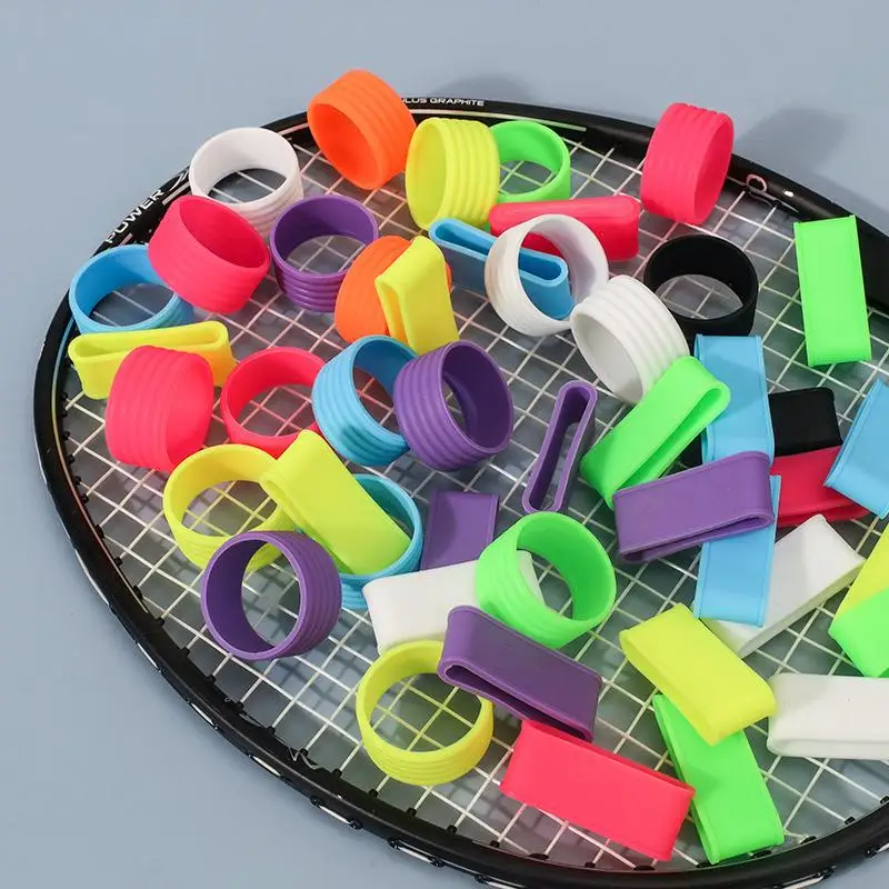 4Pc Silicone Stretchy Tennis Racket Handle Ring Tennis Racquet Overgrips Sweat-absorbing Band Stretchable Tennis Accessories