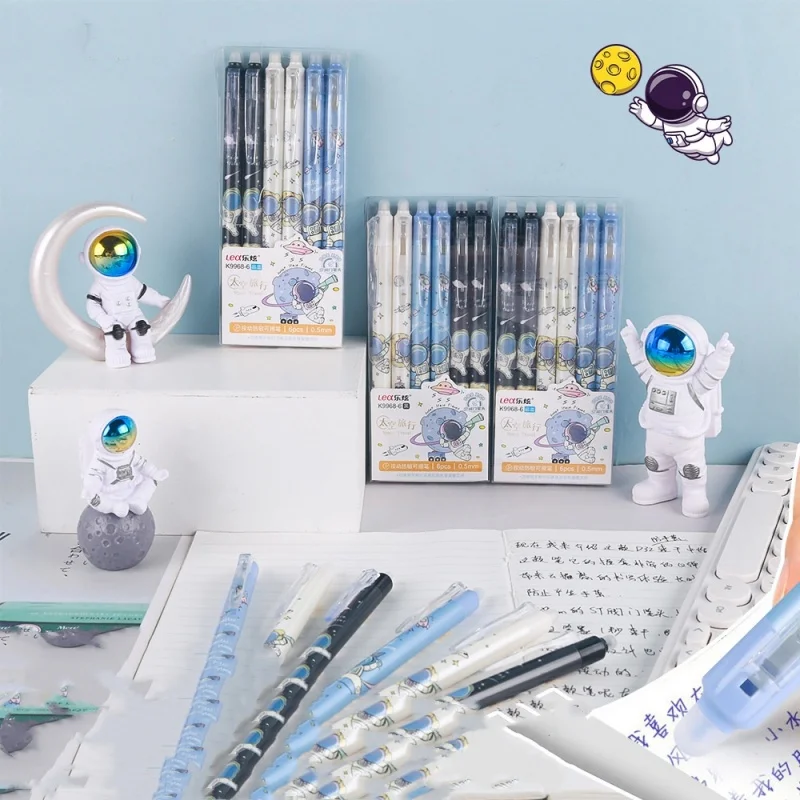 48 pcs/lot Kawaii Astronaut Erasable Gel Pen Cute 0.5mm Blue Ink Signature Pens Stationery Gift School Writing Supplies